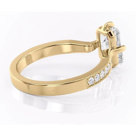 Inel de logodnă Thalia din aur Galben 14kt cu moissanite tăietură smarald – Montură pavé rafinată pentru profil mediu | Personalizează și configurează gratuit online [2]