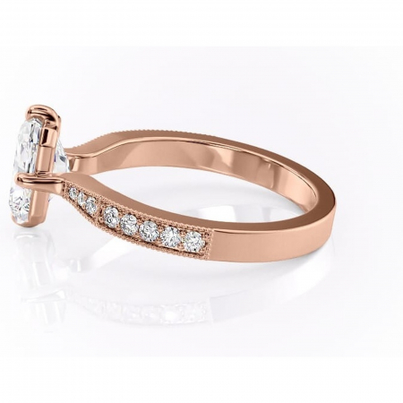 Inel de logodnă Thalia din aur Rose 14kt cu moissanite tăietură radiantă – Montură pavé rafinată pentru profil mediu | Personalizează și configurează gratuit online [5]