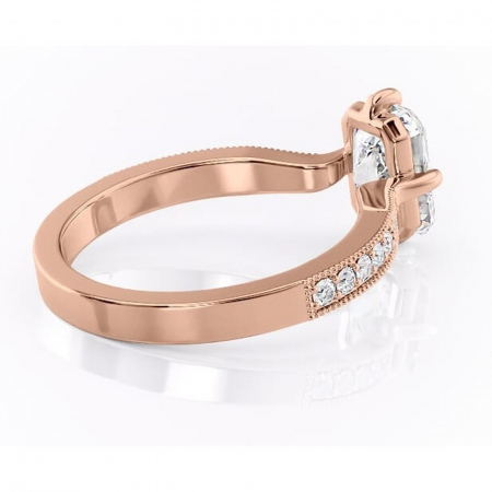 Inel de logodnă Thalia din aur Rose 14kt cu moissanite tăietură radiantă – Montură pavé rafinată pentru profil mediu | Personalizează și configurează gratuit online [2]