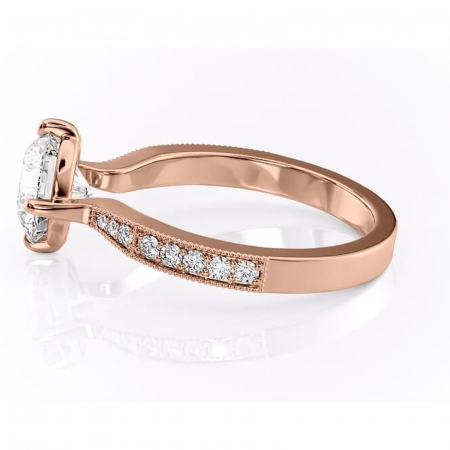 Inel de logodnă Thalia din aur Rose 14kt cu moissanite tăietură rotundă – Montură pavé rafinată pentru profil mediu | Personalizează și configurează gratuit online [5]
