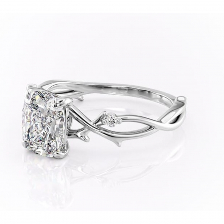 Inel de logodnă Thalina din aur Alb 14kt cu moissanite tăietură pernă – Solitar rafinată pentru profil mediu | Personalizează și configurează gratuit online [6]