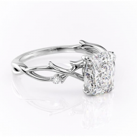 Pernă alungită - Inel de logodnă Thalina din aur Alb 14kt cu moissanite tăietură pernă – Solitar rafinată pentru profil mediu | Personalizează și configurează gratuit online