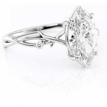 Marquise - Inel de logodnă Thalina din aur Alb 14kt cu moissanite tăietură marquise – Solitar rafinată pentru profil mediu | Personalizează și configurează gratuit online