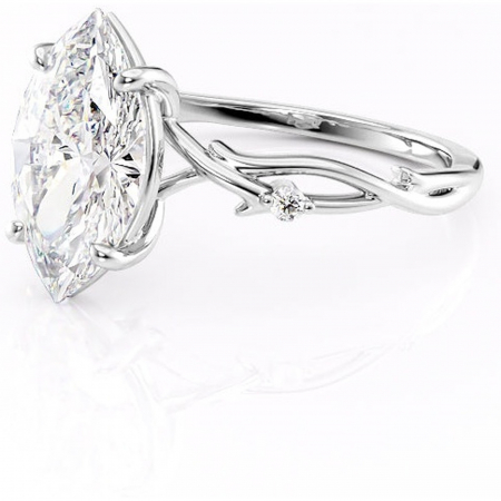 Inel de logodnă Thalina din aur Alb 14kt cu moissanite tăietură marquise – Solitar rafinată pentru profil mediu | Personalizează și configurează gratuit online [6]