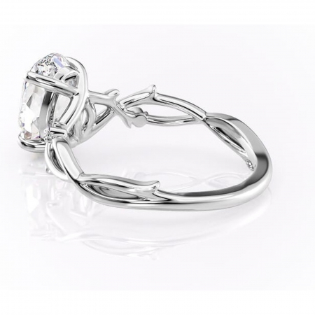 Inel de logodnă Thalina din aur Alb 14kt cu moissanite tăietură ovală – Solitar rafinată pentru profil mediu | Personalizează și configurează gratuit online [4]