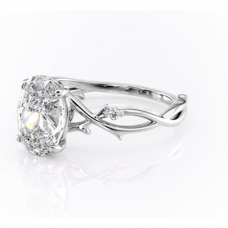 Inel de logodnă Thalina din aur Alb 14kt cu moissanite tăietură ovală – Solitar rafinată pentru profil mediu | Personalizează și configurează gratuit online [6]