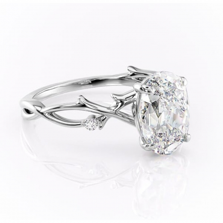 Aur alb - Inel de logodnă Thalina din aur Alb 18kt cu moissanite tăietură ovală – Solitar rafinată pentru profil mediu | Personalizează și configurează gratuit online