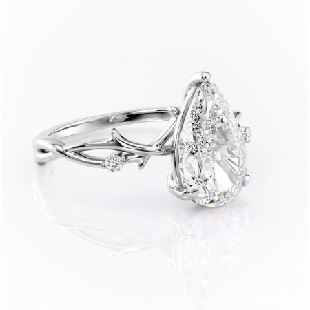 Aur alb - Inel de logodnă Thalina din aur Alb 18kt cu moissanite tăietură pară – Solitar rafinată pentru profil mediu | Personalizează și configurează gratuit online