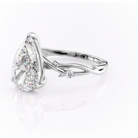 Inel de logodnă Thalina din aur Alb 14kt cu moissanite tăietură pară – Solitar rafinată pentru profil mediu | Personalizează și configurează gratuit online [6]