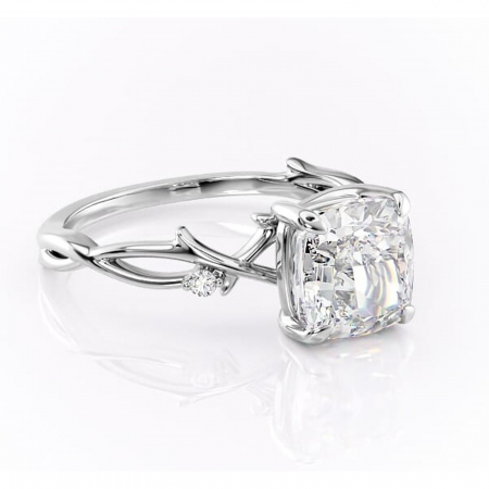 Pernă - Inel de logodnă Thalina din aur Alb 14kt cu moissanite tăietură pernă – Solitar rafinată pentru profil mediu | Personalizează și configurează gratuit online