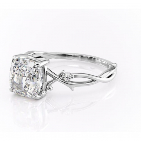 Inel de logodnă Thalina din aur Alb 14kt cu moissanite tăietură pernă – Solitar rafinată pentru profil mediu | Personalizează și configurează gratuit online [6]