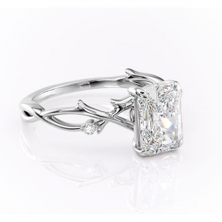 Radiantă - Inel de logodnă Thalina din aur Alb 14kt cu moissanite tăietură radiantă – Solitar rafinată pentru profil mediu | Personalizează și configurează gratuit online