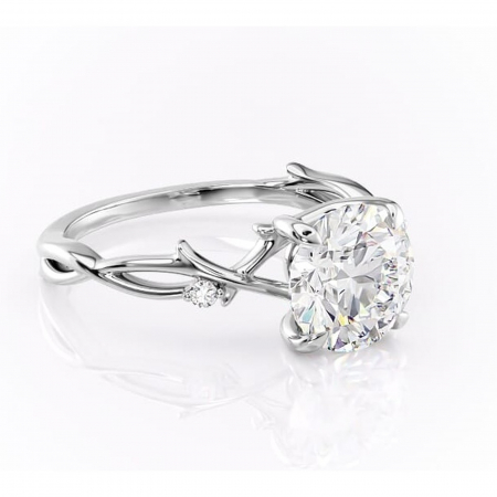 Solitaire - Inel de logodnă Thalina din aur Alb 14kt cu moissanite tăietură rotundă – Solitar rafinată pentru profil mediu | Personalizează și configurează gratuit online