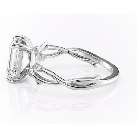 Inel de logodnă Thalina din aur Alb 14kt cu moissanite tăietură smarald – Solitar rafinată pentru profil mediu | Personalizează și configurează gratuit online [5]