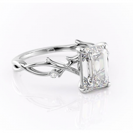 14K - Inel de logodnă Thalina din aur Alb 14kt cu moissanite tăietură smarald – Solitar rafinată pentru profil mediu | Personalizează și configurează gratuit online