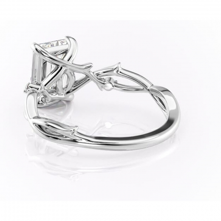 Inel de logodnă Thalina din aur Alb 14kt cu moissanite tăietură smarald – Solitar rafinată pentru profil mediu | Personalizează și configurează gratuit online [3]