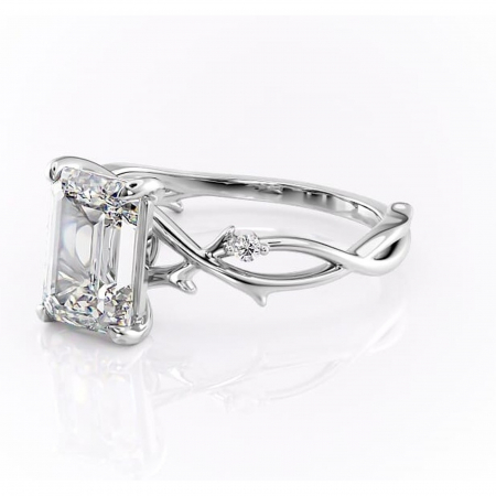 Inel de logodnă Thalina din aur Alb 14kt cu moissanite tăietură smarald – Solitar rafinată pentru profil mediu | Personalizează și configurează gratuit online [6]