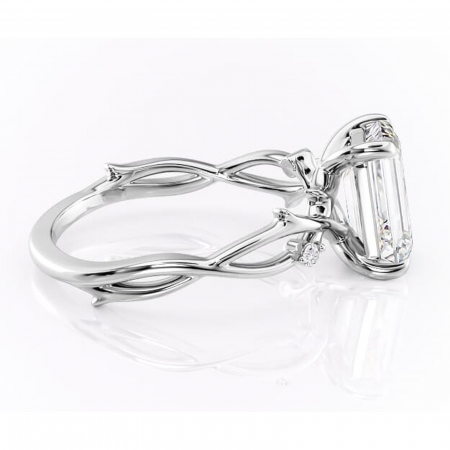 Inel de logodnă Thalina din aur Alb 14kt cu moissanite tăietură smarald – Solitar rafinată pentru profil mediu | Personalizează și configurează gratuit online [1]