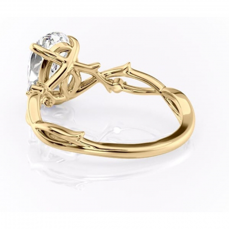 Inel de logodnă Thalina din aur Galben 14kt cu moissanite tăietură ovală – Solitar rafinată pentru profil mediu | Personalizează și configurează gratuit online [3]