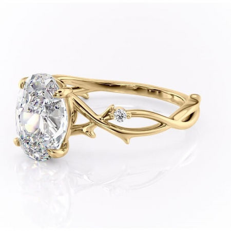 Inel de logodnă Thalina din aur Galben 14kt cu moissanite tăietură ovală – Solitar rafinată pentru profil mediu | Personalizează și configurează gratuit online [6]