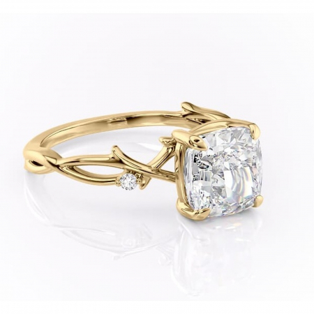 18K - Inel de logodnă Thalina din aur Galben 18kt cu moissanite tăietură pernă – Solitar rafinată pentru profil mediu | Personalizează și configurează gratuit online