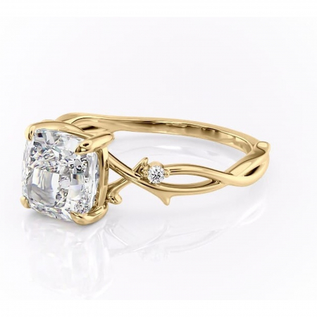 Inel de logodnă Thalina din aur Galben 18kt cu moissanite tăietură pernă – Solitar rafinată pentru profil mediu | Personalizează și configurează gratuit online [6]