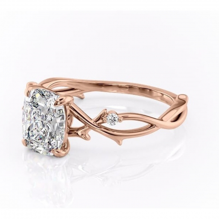 Inel de logodnă Thalina din aur Rose 14kt cu moissanite tăietură pernă – Solitar rafinată pentru profil mediu | Personalizează și configurează gratuit online [6]