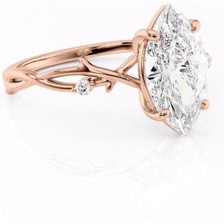 Aur roz - Inel de logodnă Thalina din aur Rose 18kt cu moissanite tăietură marquise – Solitar rafinată pentru profil mediu | Personalizează și configurează gratuit online