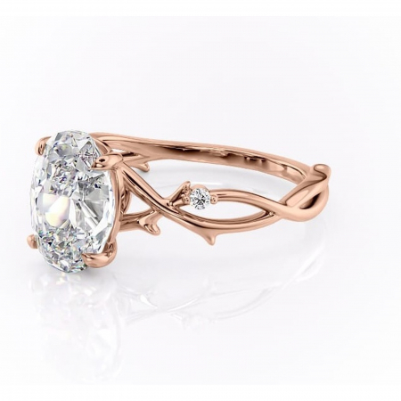 Inel de logodnă Thalina din aur Rose 14kt cu moissanite tăietură ovală – Solitar rafinată pentru profil mediu | Personalizează și configurează gratuit online [6]