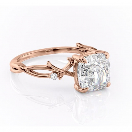 Pernă - Inel de logodnă Thalina din aur Rose 18kt cu moissanite tăietură pernă – Solitar rafinată pentru profil mediu | Personalizează și configurează gratuit online