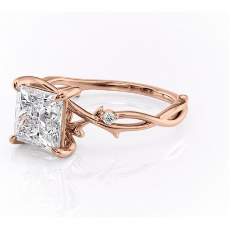 Inel de logodnă Thalina din aur Rose 14kt cu moissanite tăietură princess – Solitar rafinată pentru profil mediu | Personalizează și configurează gratuit online [6]
