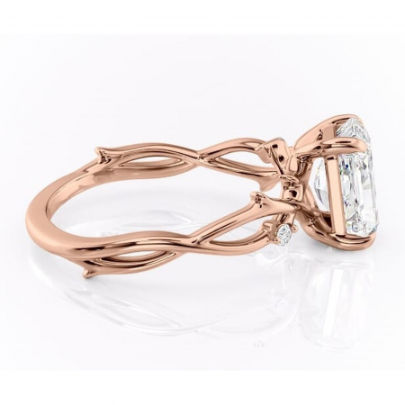 Inel de logodnă Thalina din aur Rose 14kt cu moissanite tăietură radiantă – Solitar rafinată pentru profil mediu | Personalizează și configurează gratuit online [1]