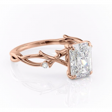 18K - Inel de logodnă Thalina din aur Rose 18kt cu moissanite tăietură radiantă – Solitar rafinată pentru profil mediu | Personalizează și configurează gratuit online