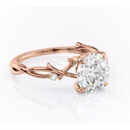Aur roz - Inel de logodnă Thalina din aur Rose 14kt cu moissanite tăietură rotundă – Solitar rafinată pentru profil mediu | Personalizează și configurează gratuit online