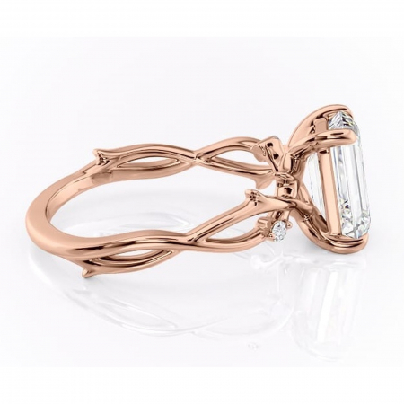 Inel de logodnă Thalina din aur Rose 18kt cu moissanite tăietură smarald – Solitar rafinată pentru profil mediu | Personalizează și configurează gratuit online [1]