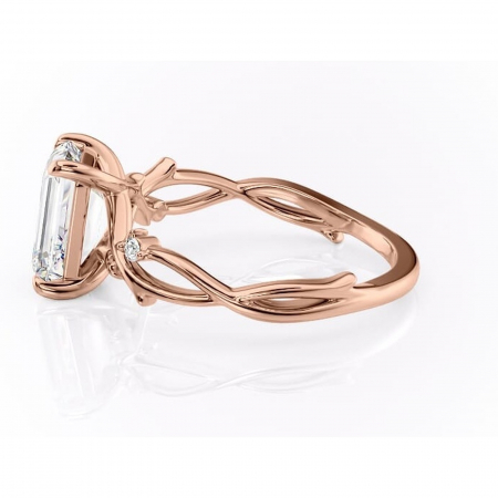 Inel de logodnă Thalina din aur Rose 18kt cu moissanite tăietură smarald – Solitar rafinată pentru profil mediu | Personalizează și configurează gratuit online [5]