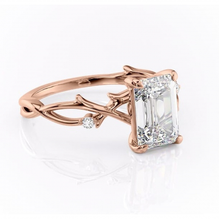 18K - Inel de logodnă Thalina din aur Rose 18kt cu moissanite tăietură smarald – Solitar rafinată pentru profil mediu | Personalizează și configurează gratuit online