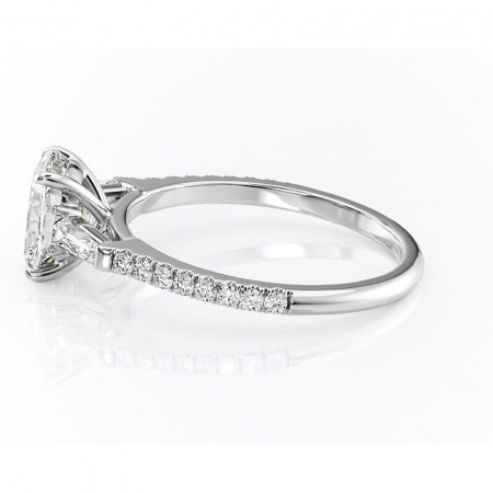 Inel de logodnă Theodora din aur Alb 14kt cu moissanite tăietură asscher – Montură cu trei pietre rafinată pentru profil înalt | Personalizează și configurează gratuit online [5]