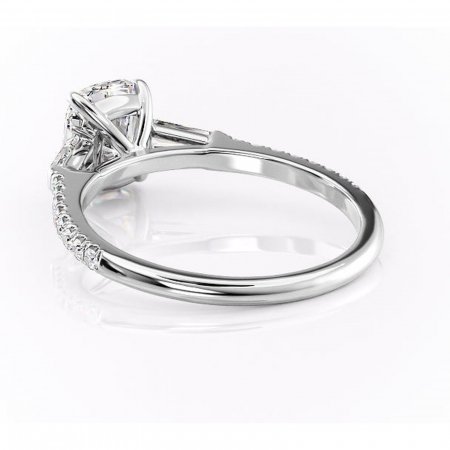 Inel de logodnă Theodora din aur Alb 14kt cu moissanite tăietură asscher – Montură cu trei pietre rafinată pentru profil înalt | Personalizează și configurează gratuit online [3]