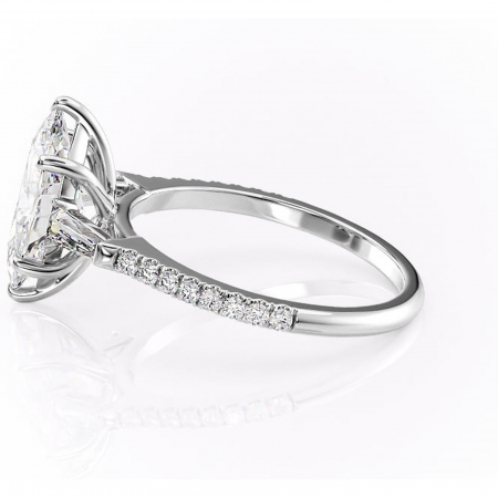 Inel de logodnă Theodora din aur Alb 14kt cu moissanite tăietură marquise – Montură cu trei pietre rafinată pentru profil înalt | Personalizează și configurează gratuit online [5]