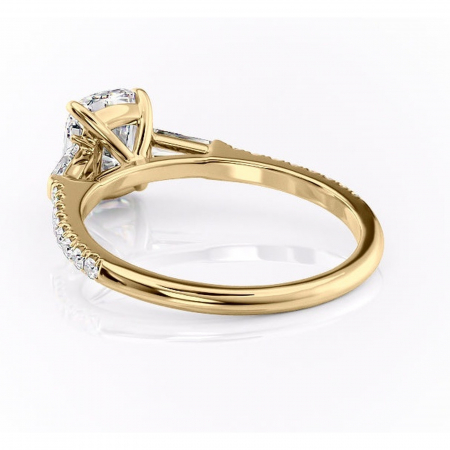Inel de logodnă Theodora din aur Galben 14kt cu moissanite tăietură asscher – Montură cu trei pietre rafinată pentru profil înalt | Personalizează și configurează gratuit online [3]