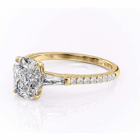 Inel de logodnă Theodora din aur Galben 14kt cu moissanite tăietură asscher – Montură cu trei pietre rafinată pentru profil înalt | Personalizează și configurează gratuit online [6]