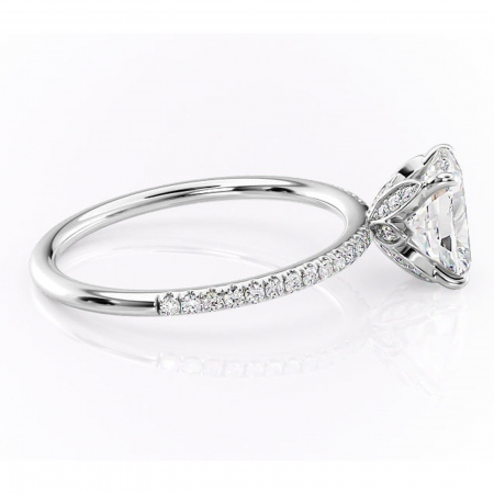 Inel de logodnă Topaz din aur Alb 14kt cu moissanite tăietură asscher – Montură pavé rafinată pentru profil înalt | Personalizează și configurează gratuit online [1]