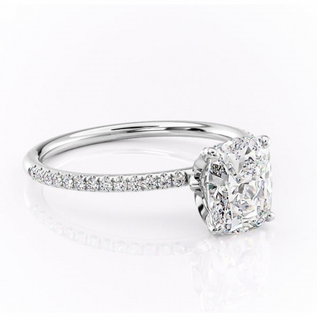 Pernă alungită - Inel de logodnă Topaz din aur Alb 14kt cu moissanite tăietură asscher – Montură pavé rafinată pentru profil înalt | Personalizează și configurează gratuit online