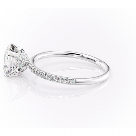 Inel de logodnă Topaz din aur Alb 14kt cu moissanite tăietură asscher – Montură pavé rafinată pentru profil înalt | Personalizează și configurează gratuit online [5]