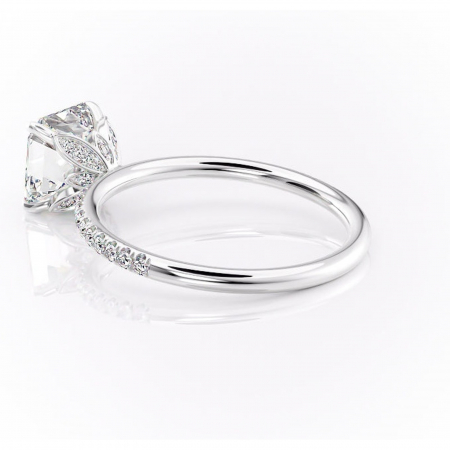 Inel de logodnă Topaz din aur Alb 14kt cu moissanite tăietură asscher – Montură pavé rafinată pentru profil înalt | Personalizează și configurează gratuit online [4]