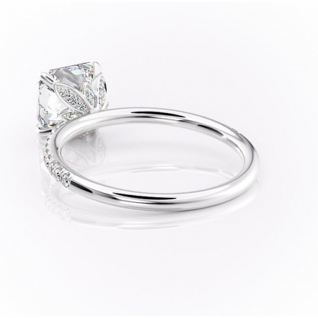 Inel de logodnă Topaz din aur Alb 14kt cu moissanite tăietură asscher – Montură pavé rafinată pentru profil înalt | Personalizează și configurează gratuit online [3]