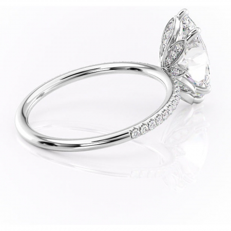 Inel de logodnă Topaz din aur Alb 14kt cu moissanite tăietură marquise – Montură pavé rafinată pentru profil înalt | Personalizează și configurează gratuit online [2]