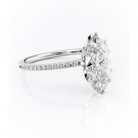 Marquise - Inel de logodnă Topaz din aur Alb 14kt cu moissanite tăietură marquise – Montură pavé rafinată pentru profil înalt | Personalizează și configurează gratuit online