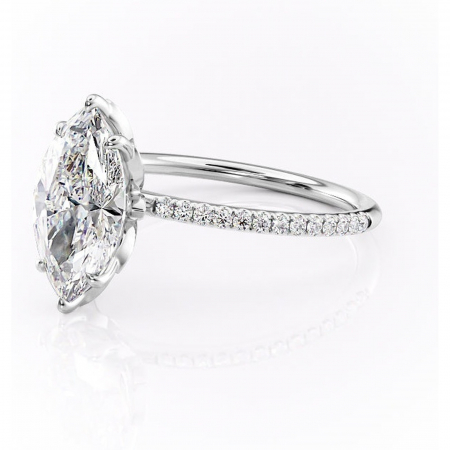 Inel de logodnă Topaz din aur Alb 14kt cu moissanite tăietură marquise – Montură pavé rafinată pentru profil înalt | Personalizează și configurează gratuit online [6]